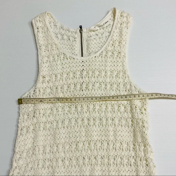 SEED FEMME Womens White Cream 100% Cotton Crochet Sleeveless BOHO Top Size XS - Picture 10 of 11